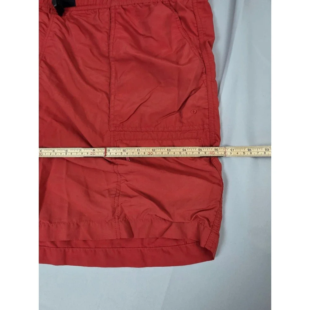 Eddie Bauer Mens XXL Cargo Shorts Rust Orange / Red Nylon Hiking Belted Outdoor